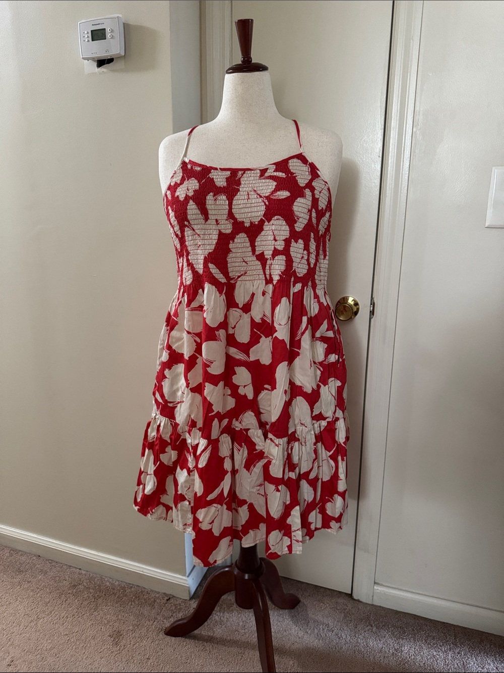 GAP Red and White Floral Halter Sundress